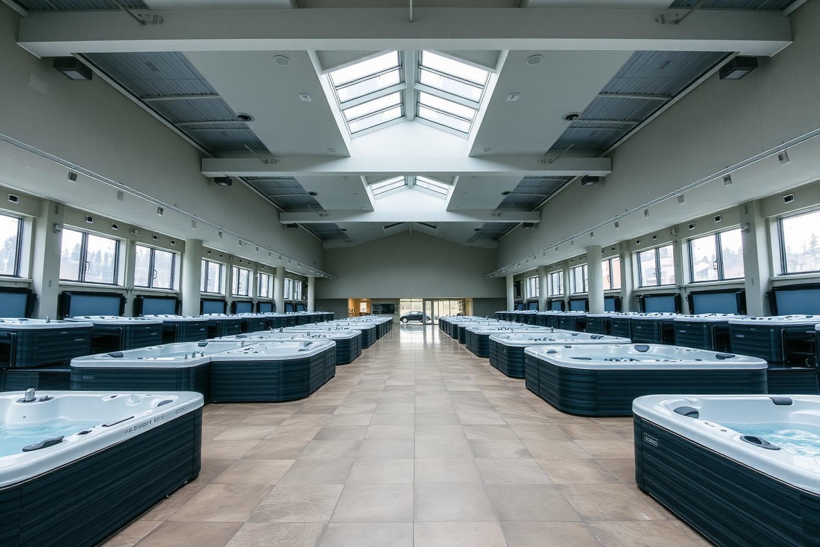 4'000 m² Ausstellungshalle mit über 60 Whirlpools im Showroom Frauenfeld